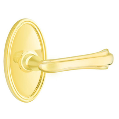 Emtek 8220-WM-US3 Wembley Door Lever Privacy Set With Oval Rosette Polished Brass