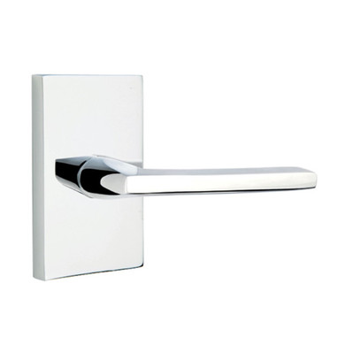 Emtek 5212-HLO-US26 Helios Door Lever Privacy Set With Modern Rectangular Rosette Polished Chrome