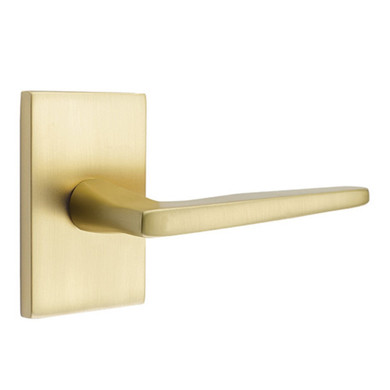 Emtek 5052-HER-US4 Hermes Door Lever Dummy Set With Modern Rectangular Rosette Satin Brass