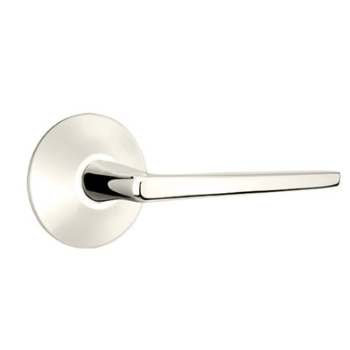 Emtek 5107-HER-US14 Hermes Door Lever Passage Set With Modern Rosette Polished Nickel