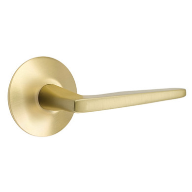 Emtek 5207-HER-US4 Hermes Door Lever Privacy Set With Modern Rosette Satin Brass