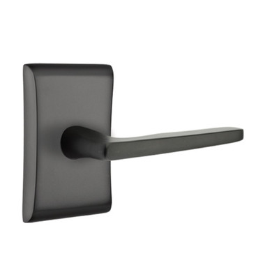 Emtek 5211-HER-US19 Hermes Door Lever Privacy Set With Neos Rosette Flat Black