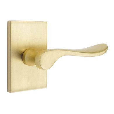 Emtek 5112-LU-US4 Luzern Door Lever Passage Set With Modern Rectangular Rosette Satin Brass