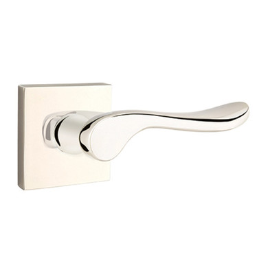 Emtek 5050-LU-US14 Luzern Door Lever Dummy Set With Square Rosette Polished Nickel