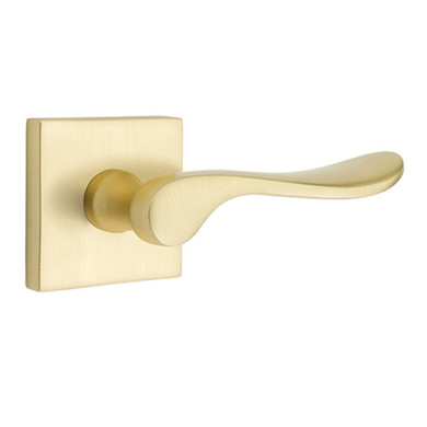 Emtek 5050-LU-US4 Luzern Door Lever Dummy Set With Square Rosette Satin Brass