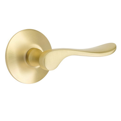 Emtek 5057-LU-US4 Luzern Door Lever Dummy Set With Modern Rosette Satin Brass