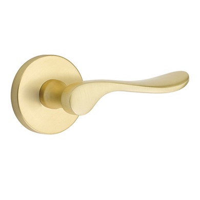 Emtek 5059-LU-US4 Luzern Door Lever Dummy Set With Disk Rosette Satin Brass