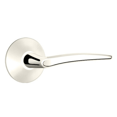 Emtek 5107-POS-US14 Poseidon Door Lever Passage Set With Modern Rosette Polished Nickel