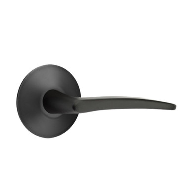 Emtek 5207-POS-US19 Poseidon Door Lever Privacy Set With Modern Rosette Flat Black