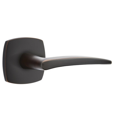 Emtek 5326-POS-US10B Poseidon Door Lever Privacy Set With Urban Modern Rosette Oil Rubbed Bronze