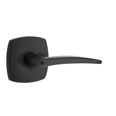 Emtek 5326-POS-US19 Poseidon Door Lever Privacy Set With Urban Modern Rosette Flat Black