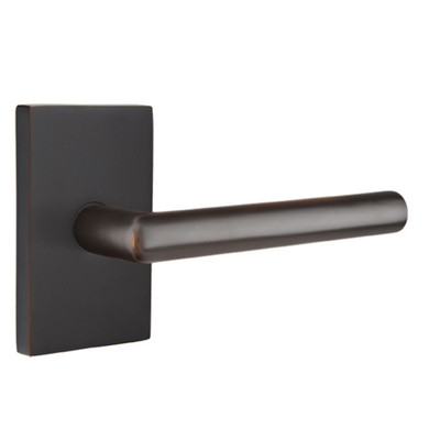 Emtek 5212-STU-US10B Stuttgart Door Lever Privacy Set With Modern Rectangular Rosette Oil Rubbed Bronze