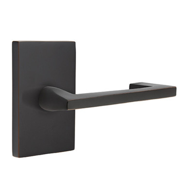 Emtek 5112-AG-US10B Argos Door Lever Passage Set With Modern Rectangular Rosette Oil Rubbed Bronze