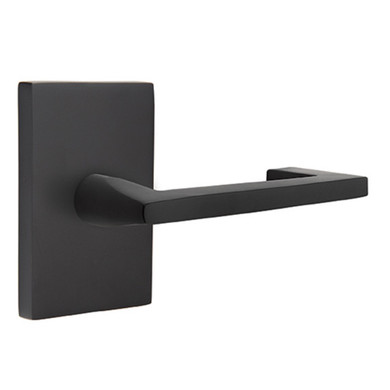 Emtek 5112-AG-US19 Argos Door Lever Passage Set With Modern Rectangular Rosette Flat Black