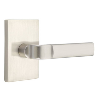 Emtek 5052-AST-US15 Aston Door Lever Dummy Set With Modern Rectangular Rosette Satin Nickel