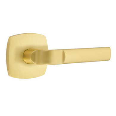Emtek 5306-AST-US4 Aston Door Lever Dummy Set With Urban Modern Rosette Satin Brass
