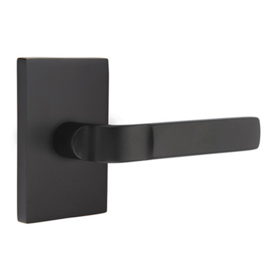 Emtek 5112-AST-US19 Aston Door Lever Passage Set With Modern Rectangular Rosette Flat Black