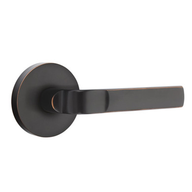 Emtek 5209-AST-US10B Aston Door Lever Privacy Set With Disk Rosette Oil Rubbed Bronze
