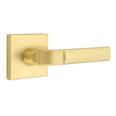 Emtek 5210-AST-US4 Aston Door Lever Privacy Set With Square Rosette Satin Brass