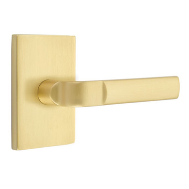 Emtek 5212-AST-US4 Aston Door Lever Privacy Set With Modern Rectangular Rosette Satin Brass