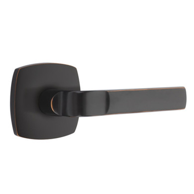 Emtek 5326-AST-US10B Aston Door Lever Privacy Set With Urban Modern Rosette Oil Rubbed Bronze