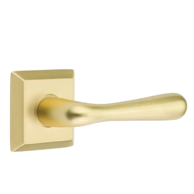 Emtek 5110-BA-US4 Basel Door Lever Passage Set With Square Rosette Satin Brass