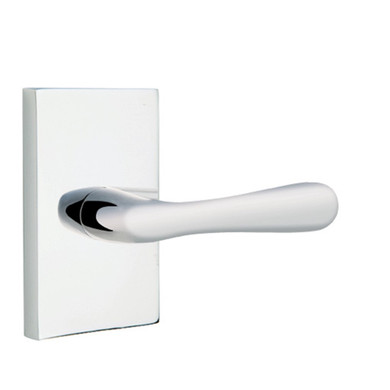 Emtek 5112-BA-US26 Basel Door Lever Passage Set With Modern Rectangular Rosette Polished Chrome
