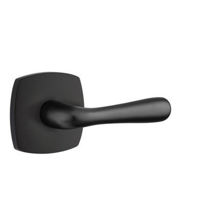 Emtek 5326-BA-US19 Basel Door Lever Privacy Set With Urban Modern Rosette Flat Black