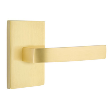 Emtek 5052-BRL-US4 Breslin Door Lever Dummy Set With Modern Rectangular Rosette Satin Brass