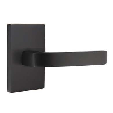 Emtek 5212-BRL-US19 Breslin Door Lever Privacy Set With Modern Rectangular Rosette Flat Black