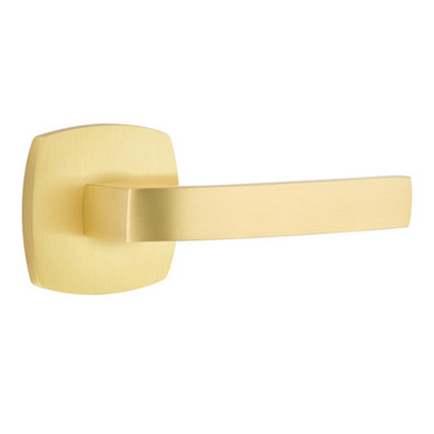 Emtek 5326-BRL-US4 Breslin Door Lever Privacy Set With Urban Modern Rosette Satin Brass