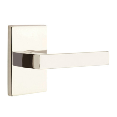 Emtek 5112-DT-US14 Dumont Door Lever Passage Set With Modern Rectangular Rosette Polished Nickel