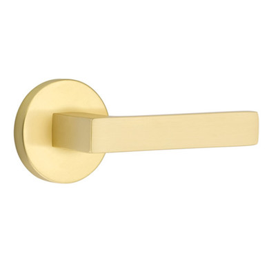 Emtek 5209-DT-US4 Dumont Door Lever Privacy Set With Disk Rosette Satin Brass