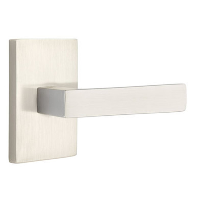Emtek 5212-DT-US15 Dumont Door Lever Privacy Set With Modern Rectangular Rosette Satin Nickel