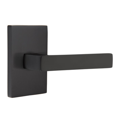 Emtek 5212-DT-US19 Dumont Door Lever Privacy Set With Modern Rectangular Rosette Flat Black