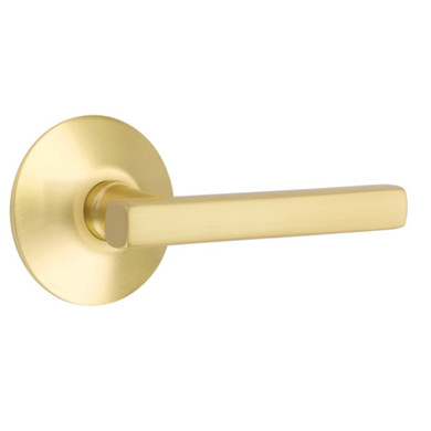 Emtek 5057-FRL-US4 Freestone Door Lever Dummy Set With Modern Rosette Satin Brass