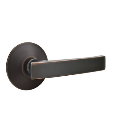 Emtek 5207-GV-US10B Geneva Door Lever Privacy Set With Modern Rosette Oil Rubbed Bronze