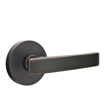 Emtek 5209-GV-US10B Geneva Door Lever Privacy Set With Disk Rosette Oil Rubbed Bronze
