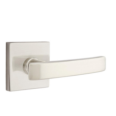 Emtek 5210-GV-US15 Geneva Door Lever Privacy Set With Square Rosette Satin Nickel