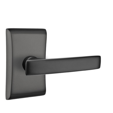 Emtek 5211-GV-US19 Geneva Door Lever Privacy Set With Neos Rosette Flat Black