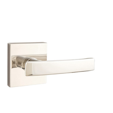 Emtek 5050-GV-US14 Geneva Door Lever Dummy Set With Square Rosette Polished Nickel