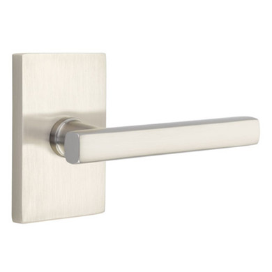Emtek 5112-FRL-US15 Freestone Door Lever Passage Set With Modern Rectangular Rosette Satin Nickel
