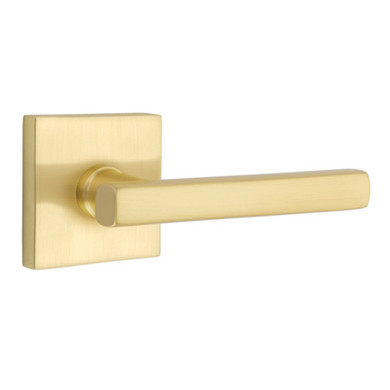 Emtek 5210-FRL-US4 Freestone Door Lever Privacy Set With Square Rosette Satin Brass