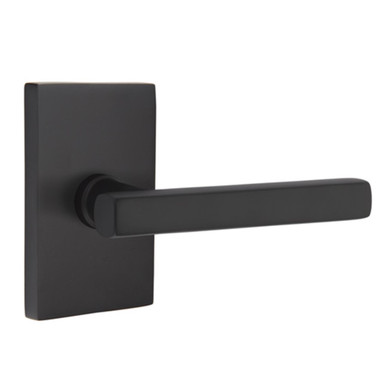 Emtek 5212-FRL-US19 Freestone Door Lever Privacy Set With Modern Rectangular Rosette Flat Black