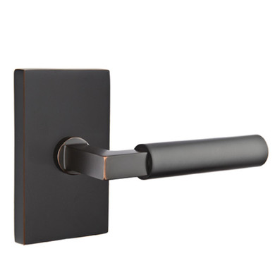 Emtek 5052-HEC-US10B Hercules Door Lever Dummy Set With Modern Rectangular Rosette Oil Rubbed Bronze