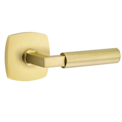 Emtek 5326-HEC-US4 Hercules Door Lever Privacy Set With Urban Modern Rosette Satin Brass