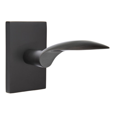 Emtek 5212-MC-US19 Mercury Door Lever Privacy Set With Modern Rectangular Rosette Flat Black