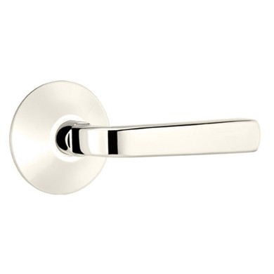 Emtek 5107-SIO-US14 Sion Door Lever Passage Set With Modern Rosette Polished Nickel
