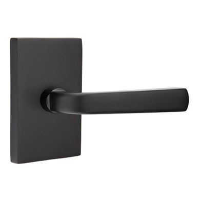 Emtek 5212-SIO-US19 Sion Door Lever Privacy Set With Modern Rectangular Rosette Flat Black
