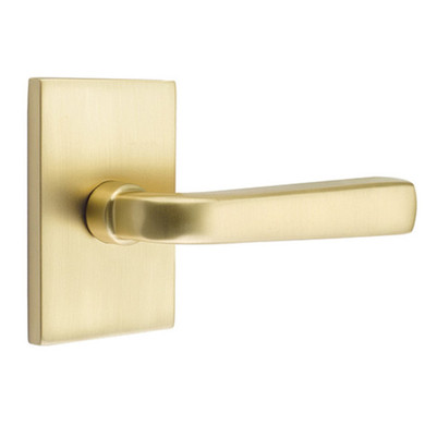 Emtek 5052-SIO-US4 Sion Door Lever Dummy Set With Modern Rectangular Rosette Satin Brass
